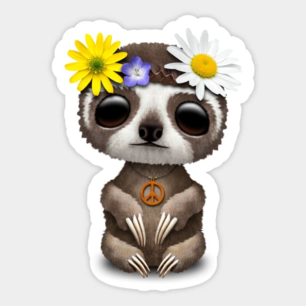 Cute Baby Sloth Hippie Sticker by jeffbartels